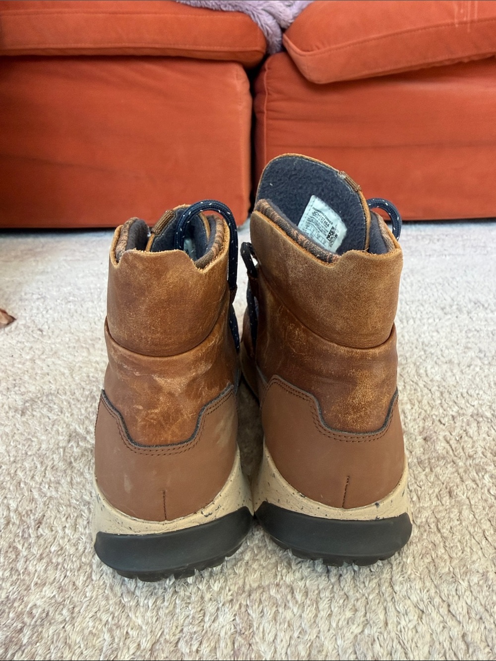Chaco Brown Leather Ankle Boots with Navy Laces - Picture 3 of 5